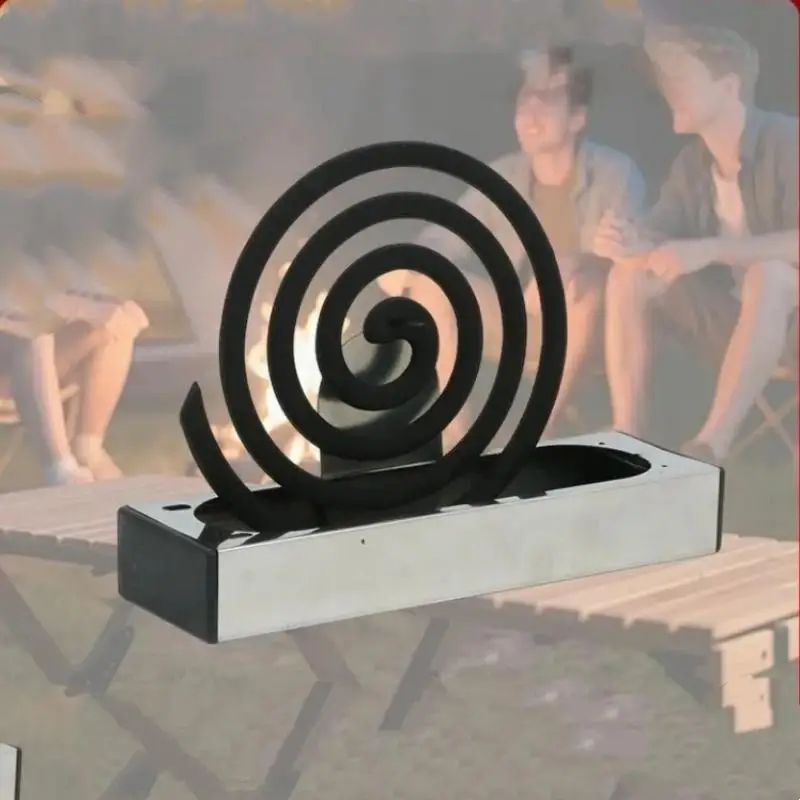Stainless Steel Mosquito Coil Holder with Lid Windproof Ash Catcher for Home Garden Backyard Fishing Trip