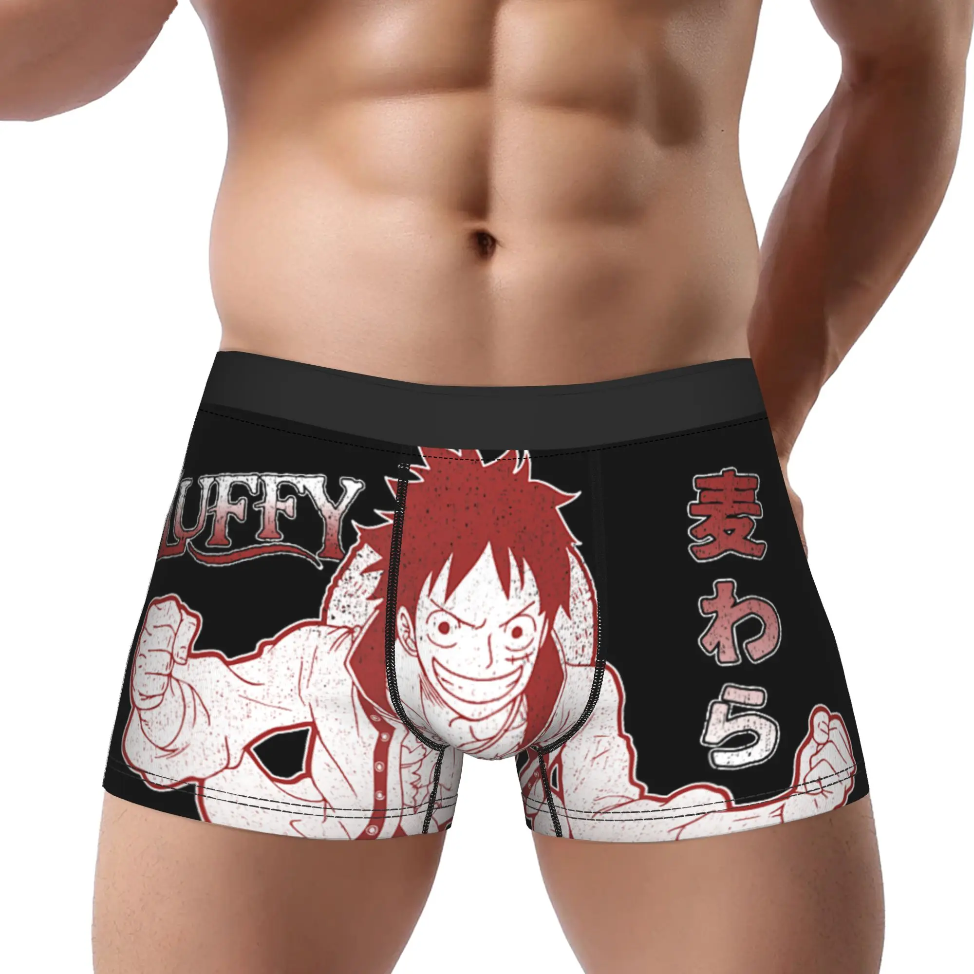 One Piece Anime Straw Hat Monkey D Underpants Breathbale Panties Men Underwear Sexy Shorts Boxer Briefs