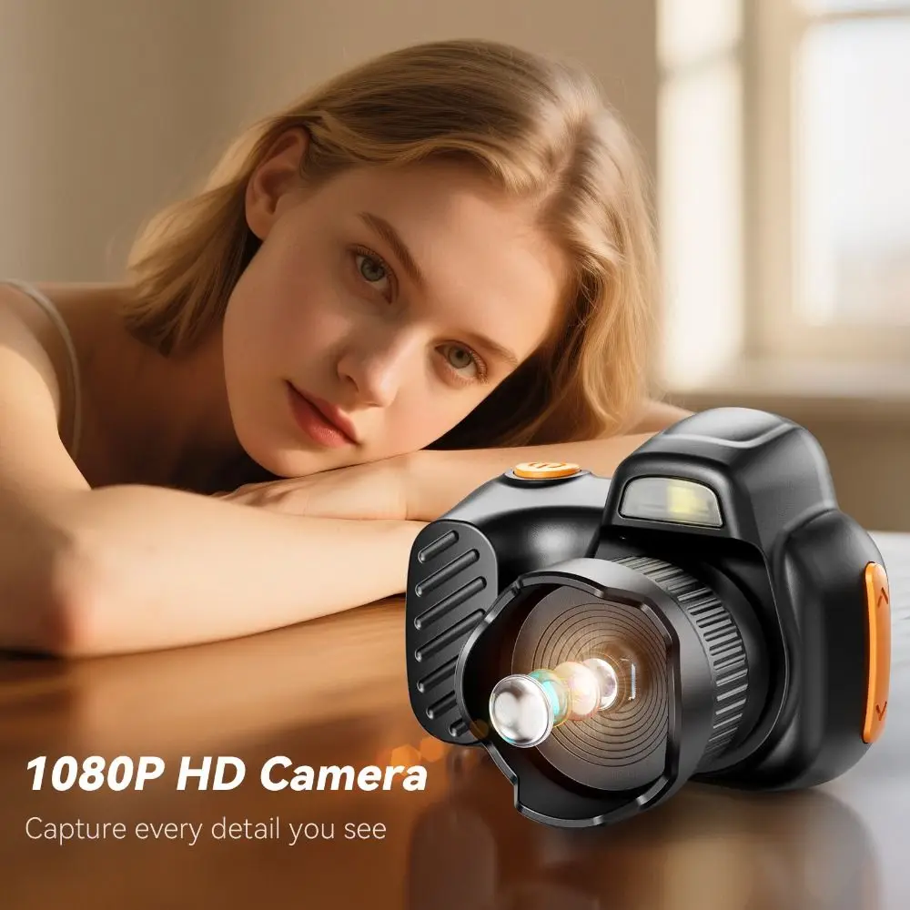 ABS Material Mini Camera with Keychain 1.47-inch LCD Screen TF Card Supported Mini Thumb Camera with Keychain Type-C Charging
