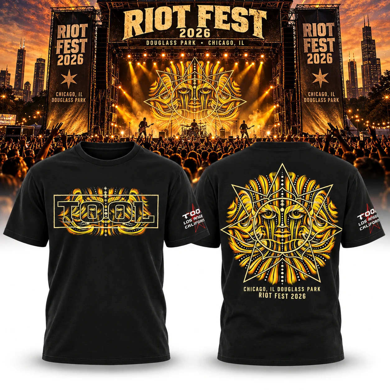 2026 Bad Religion Riot Fest Chicago T-shirt Double Sided Punk Rock Music Festival Oversized Short Sleeve Streetwear Tee
