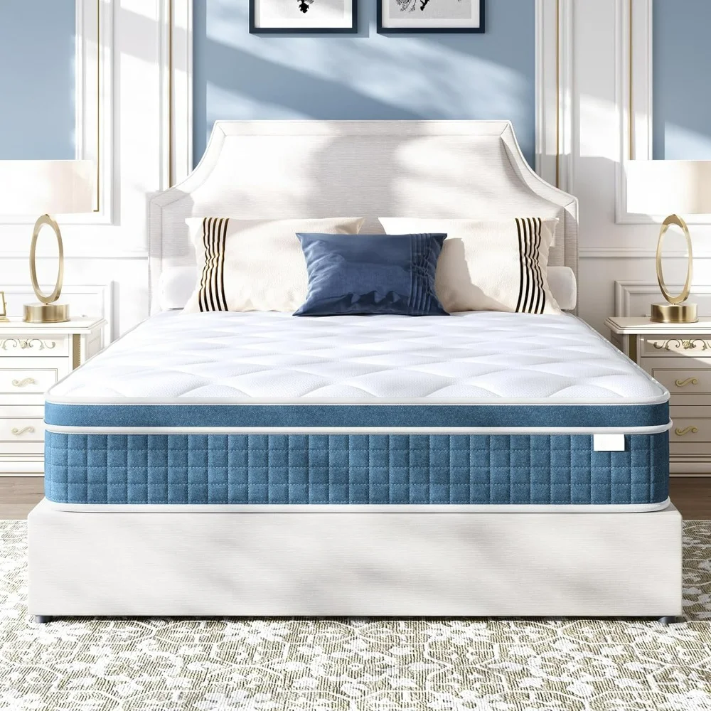 

Hybrid Queen Bed Mattress with Individual Pocket Springs and Pressure-Relieving Memory Foam, Breathable, Medium Firm Mattress