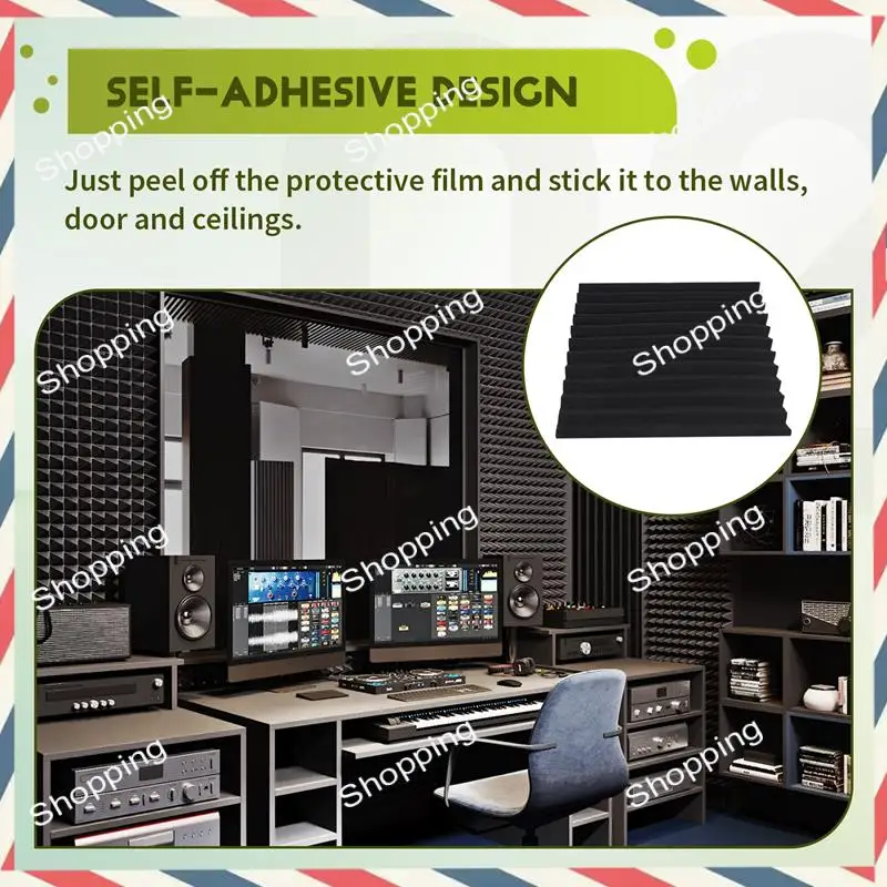 

A44M 24 Pack Acoustic Foam Panels Soundproof Studio Foam Acoustic Treatment Foam Sound Insulation Panels Wedge For Studio,Etc