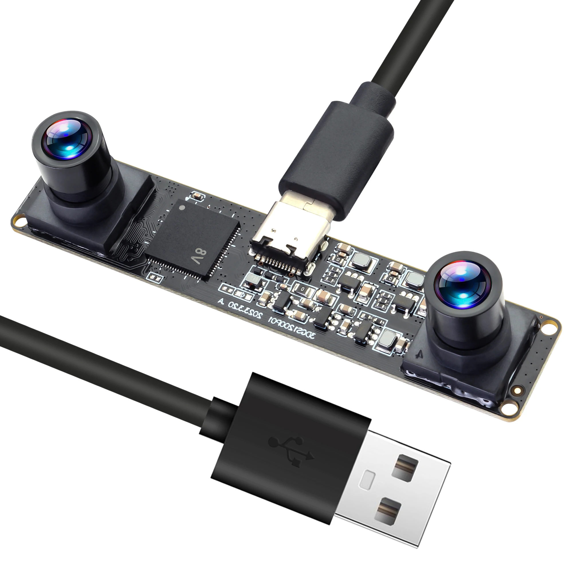 ELP USB Camera Module Synchronization Dual Lens Webcam Global Shutter Camera 30fps 120fps 3D Stereo Camera for Vehicle Driving