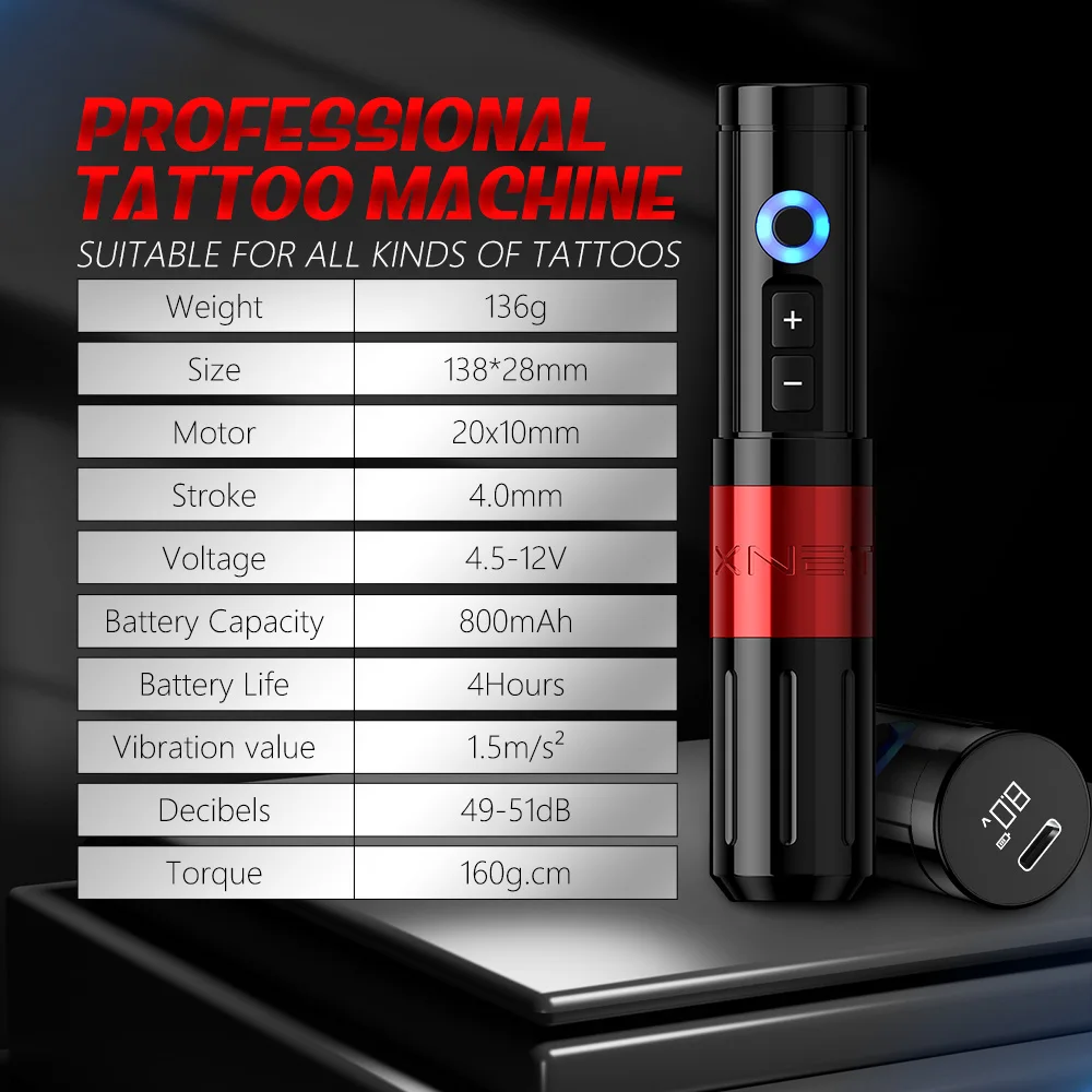 XNET Sage Max 800mAh Digital Display Brushless Motor Wireless Rotary Tattoo Machine Pen for Artist Body Permanent Makeup