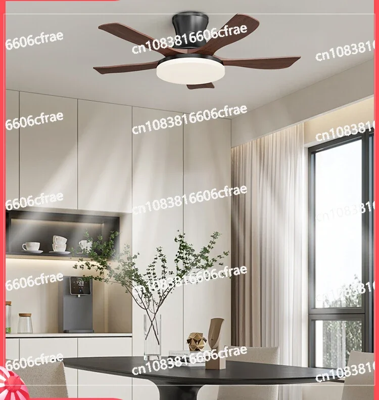 Living Room Fan Light Ceiling Fan Light 2024 New Walnut Color Master Bedroom Study Dining Room Ceiling Light Silent Lamp