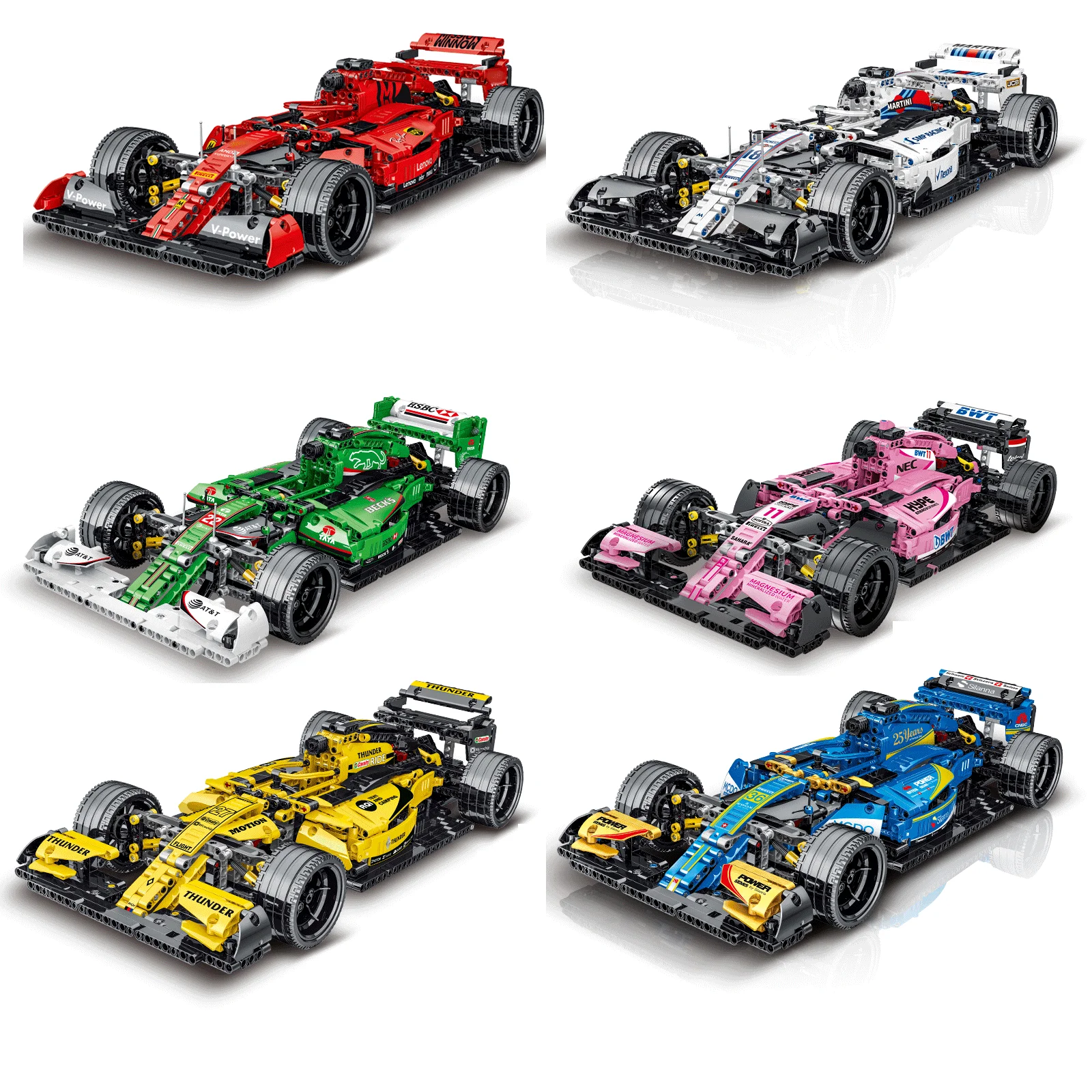 1200pcs High-Tech Formula Cars 023005 Red F1 Building Blocks Sports Racing Cars Super Model Kits Bricks Toys for Kids Boys Gifts