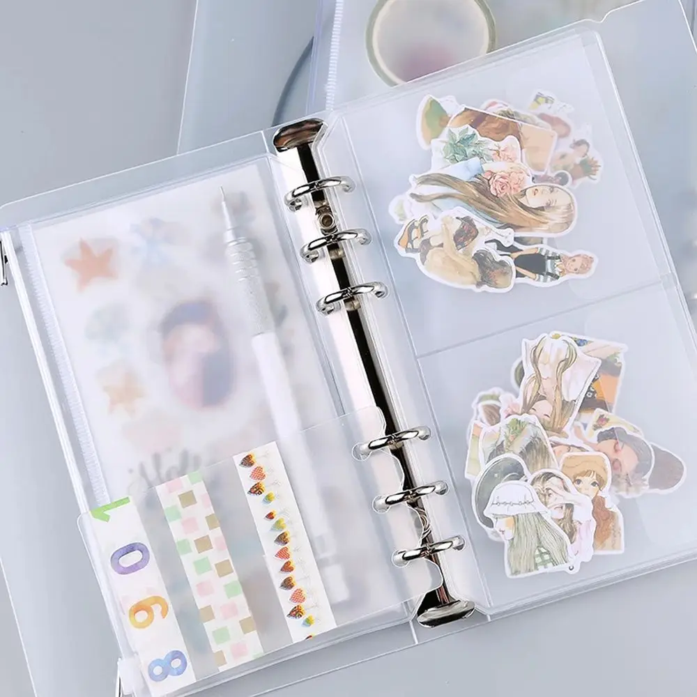 A5 A6 Size Sticker Storage Bag Ticket Card Organizer Bag Notebook Binder Loose Leaf Bags Binder Zipper Folders Binder Pockets