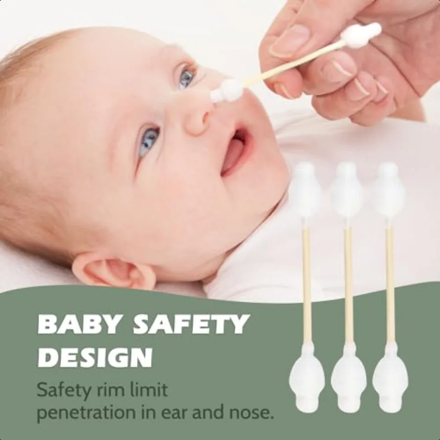 Baby Cotton Swabs 108 Count FSC Certified and PETA Appd Bamboo Handle Cotton Tips 100 Biodegradable Gentle Eco Friendly Double