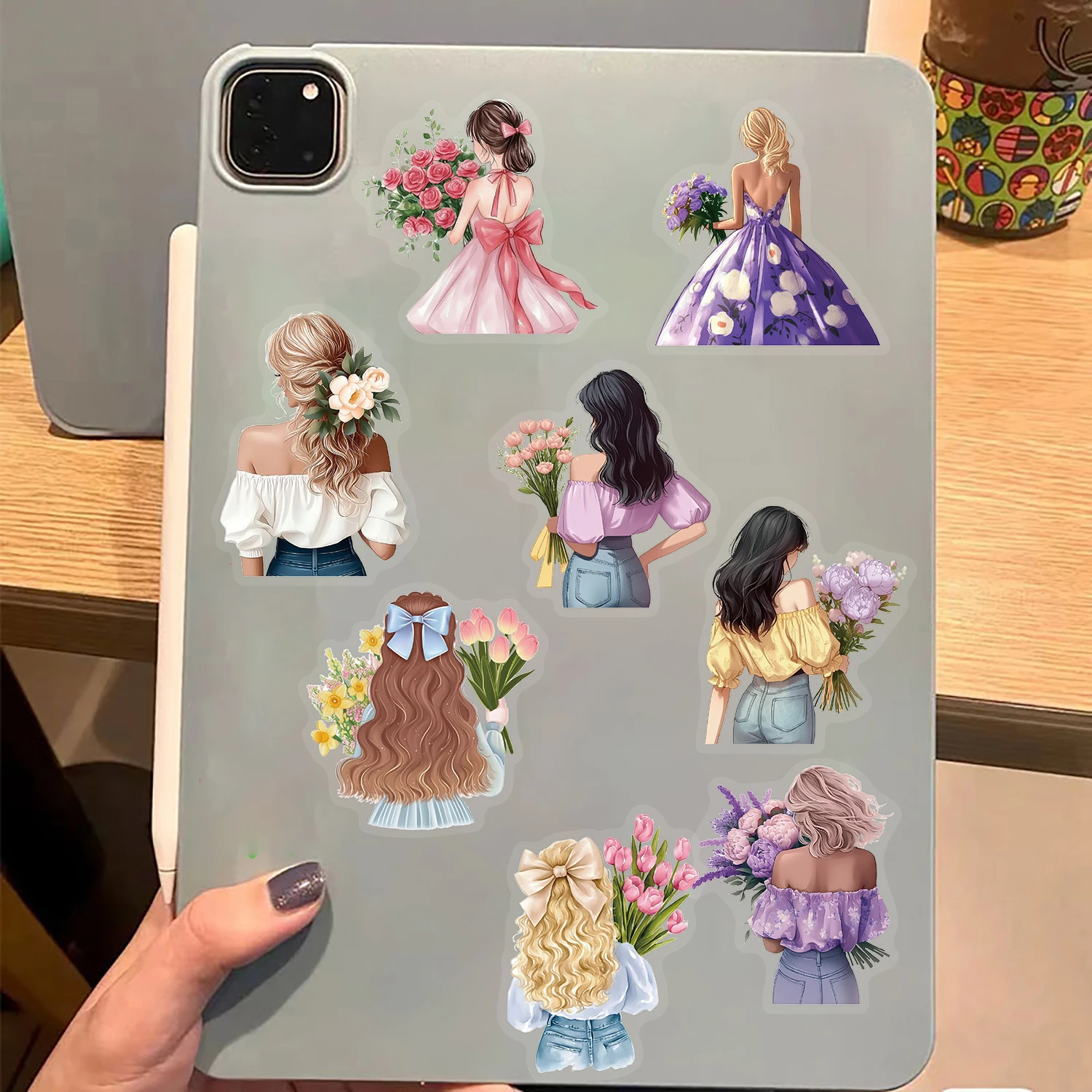 50/100 個クラシックフラワー女性ステッカーノートブックストリートウェアカフェかわいいデザインストリートウェアクリエイティブ美的グラフィティステッカー