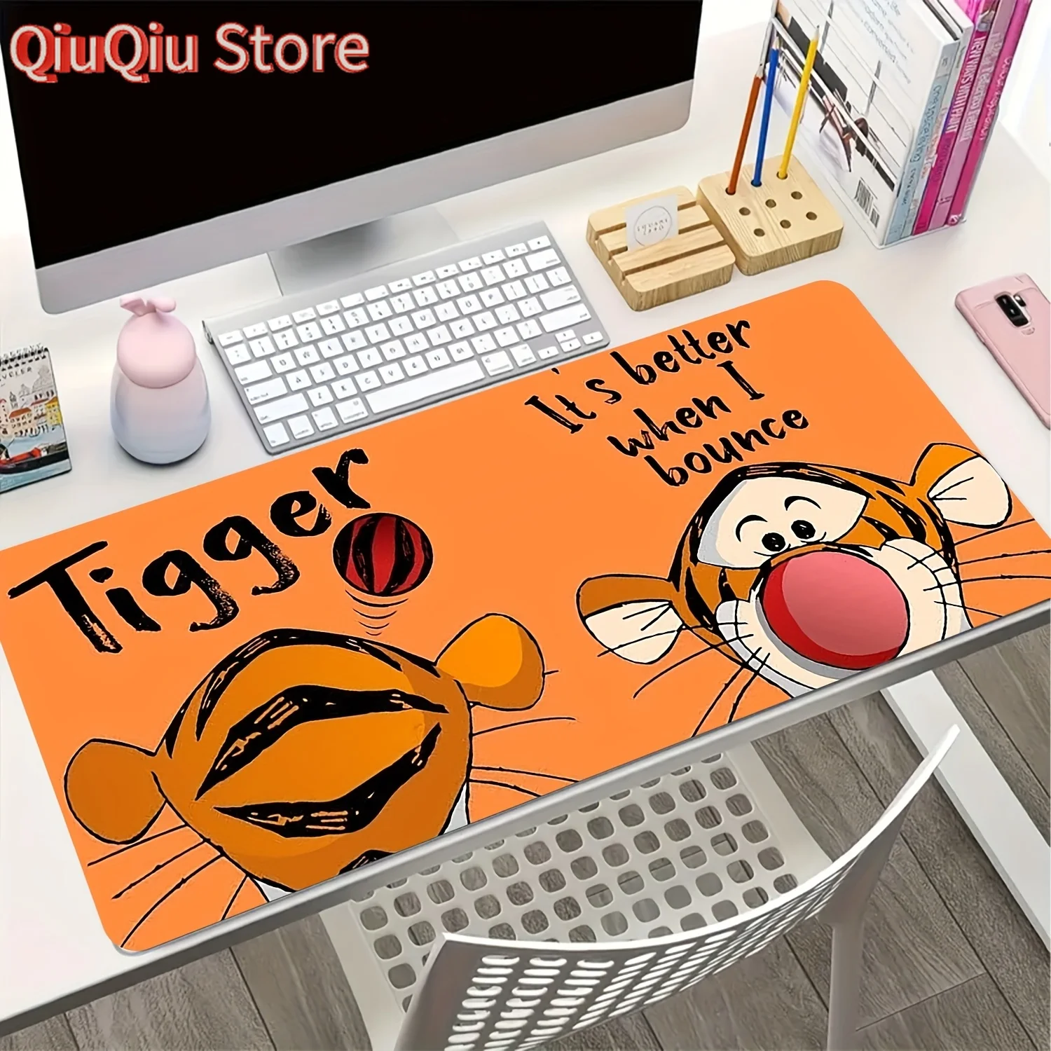

1pc Disney Official Tigger Mouse Pad - Winnie-the-Pooh & Tigger Non-Slip Rubber Base, Soft Surface with Bouncing Tigger Design -