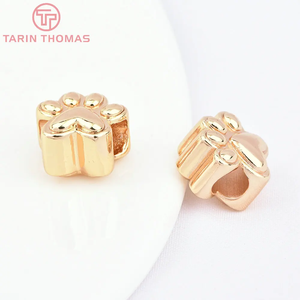(7563) 6PCS 12x11MM 24K Gold Color Claw Shape Macroporous Beads Bracelet Beads High Quality Diy Jewelry Accessories Wholesales