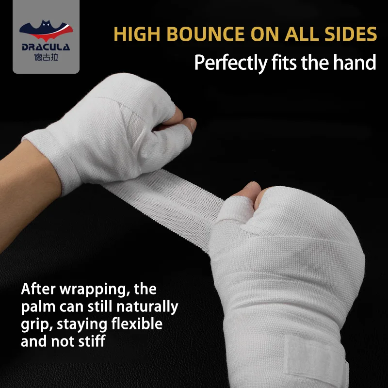 Dracula 2pcs Boxing Handwraps Cotton White Training Bandage Martial Arts Wraps for MMA Kickboxing Muay Thai Martial Arts 3m 5m
