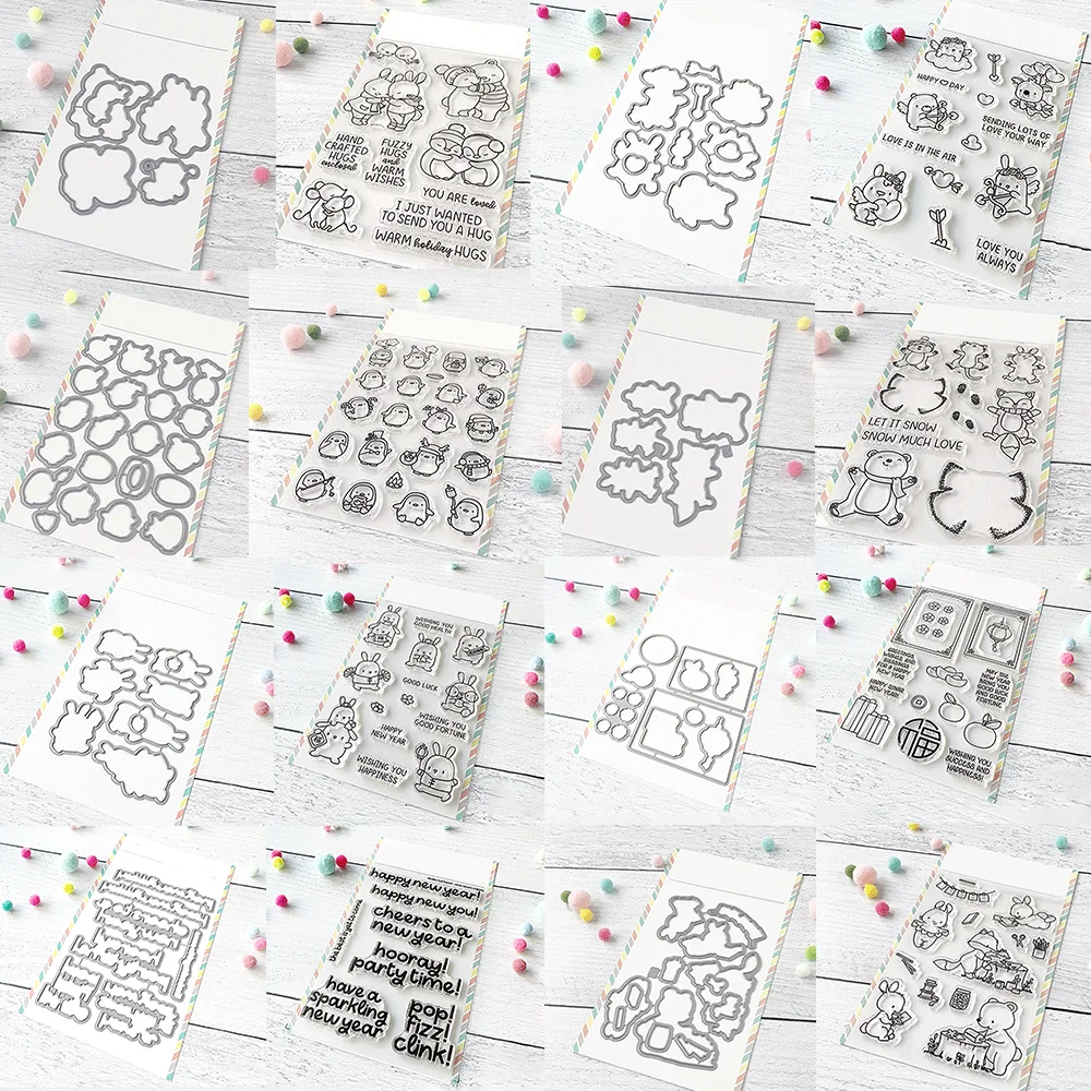 Valentinstag-Stempelset mit Herzrand, „Love You Lots Bear Hugs“ Metall-Stanzformen für romantische handgemachte Karten und DIY-Bastelarbeiten