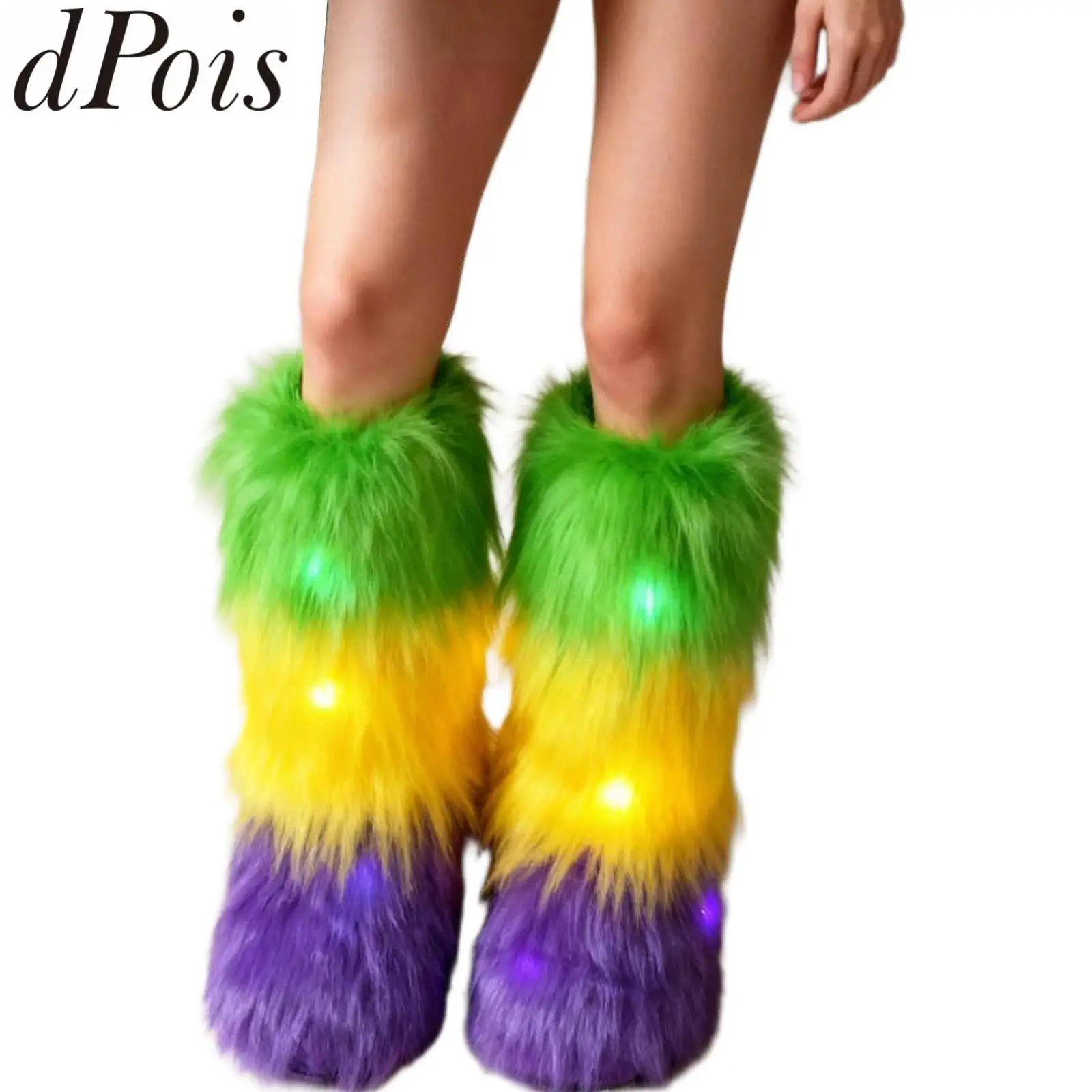 Harajuku Faux Fur Leg Warmers Furry Boot Cuffs Covers Winter Warm Plush Oversleeves Women Halloween Brazilian Carnival Costumes