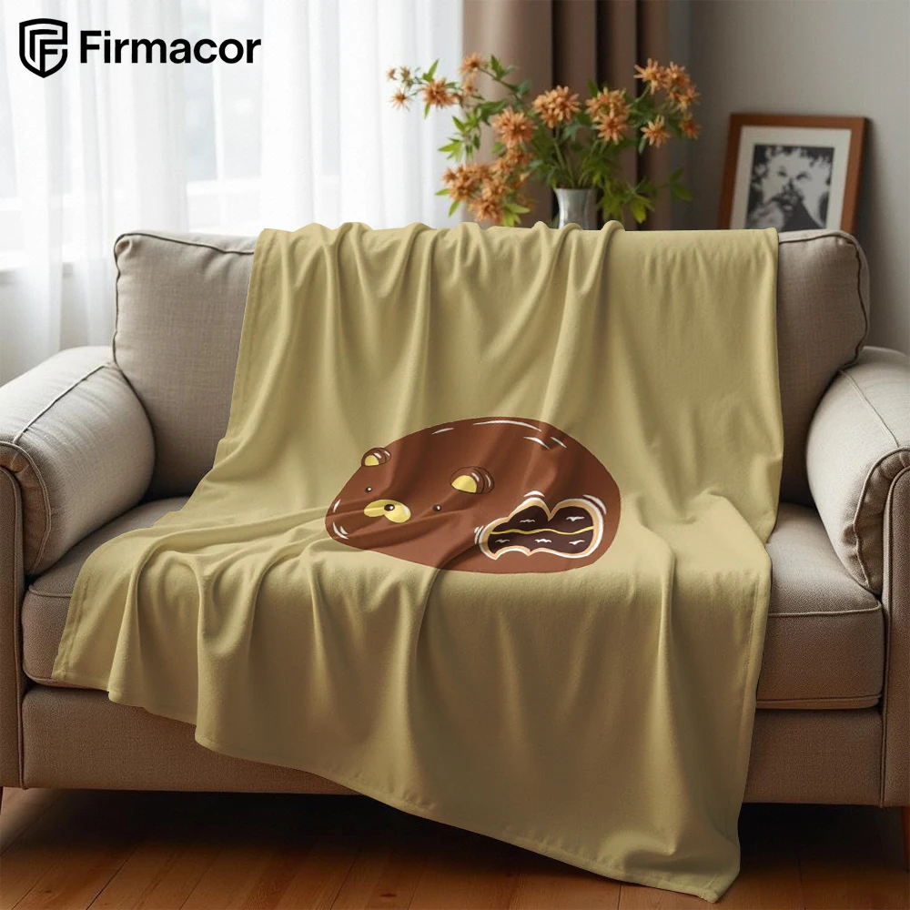 Bear Chocolate Lightweight Microfiber Soft Christmas Fleece Blanket Warm Cozy Throw for Bed Sofa Office Travel All Season