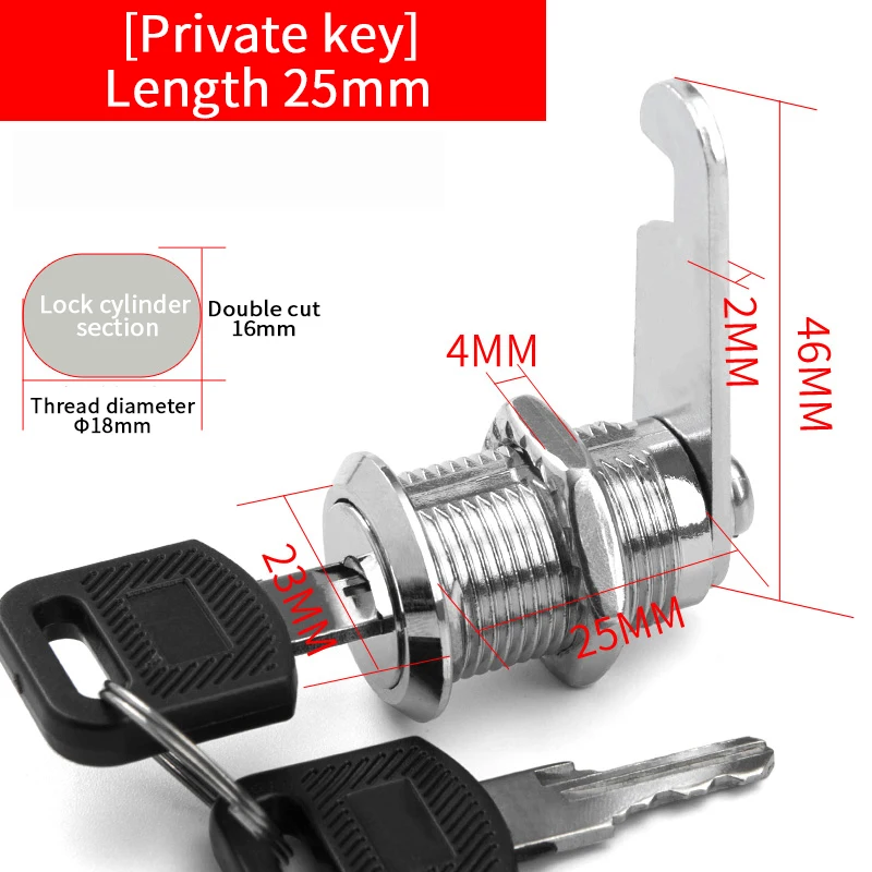 20 SETS Metalen Cilinderkast Beveiliging Locker Cam Lock Met 2 Sleutels Dezelfde Sleutel Verschillende Sleutel Beveiliging Brievenbus Slot Lade 16mm