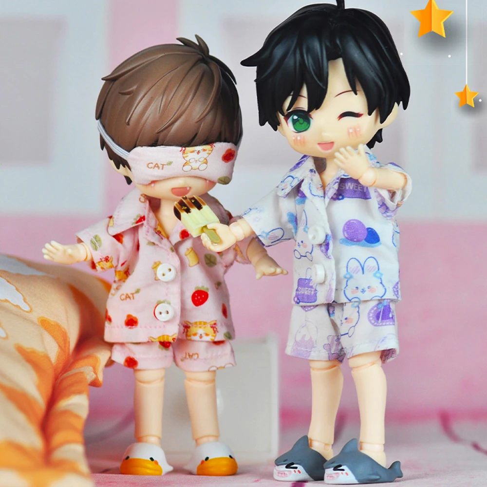 

H01-A229 children handmade toy 1/12 bjd ob11 GSC P9 UF doll clothes Pajamas short sleeved long sleeved set