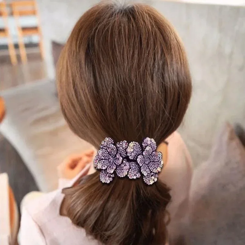 Acrylic Zircon Flower Brides Hairpin Hair Accessories for Women Retro Elegant Duck Mouth Clip Headwear Mom\'s Jewelry Tiara Gift