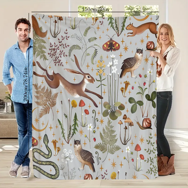 

Одеяло с лесными животными и растениями — мягкий уютный всесезонный плед