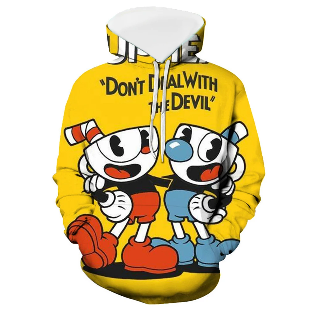 

Autumn Winter Hoodies 3D Print Game Cuphead Mugman Sweatshirts Boys Girls Hooded Pullovers Fashion Kids Tracksuit Clothing