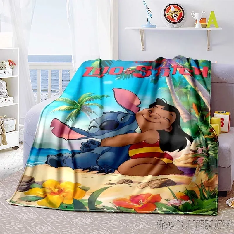 Disney Cute Cartoon Stitch Room Warm Blanket Comfortable Soft Portable Travel Picnic Blanket Gift for Family or Friends