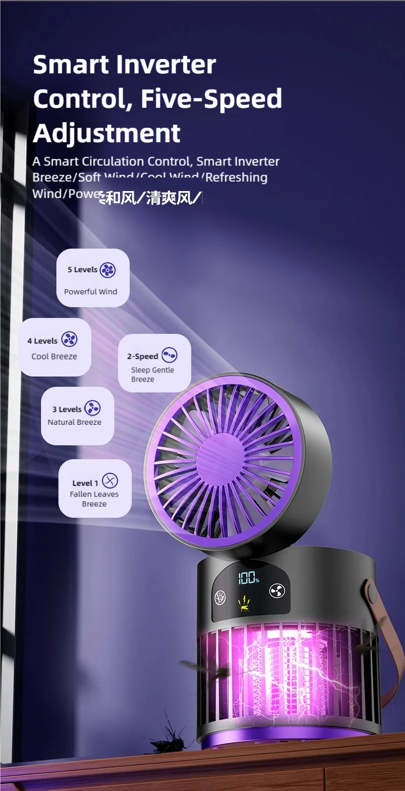 TINSOL 6-in-1 Mückenkiller-Lampe für Zuhause mit Kleinem Ventilator, Nachtlicht, Elektrischer Mückenschutz und Mückenfalle für Draußen – Detail 14