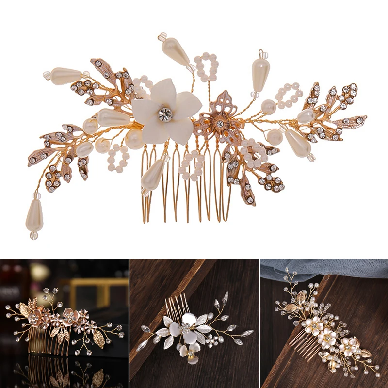 

Wedding Hair Comb Decor Rhinestone and Pearl Fashion Elegant Beautiful Accessory Wedding Hair Comb for Bride and Bridesmaids