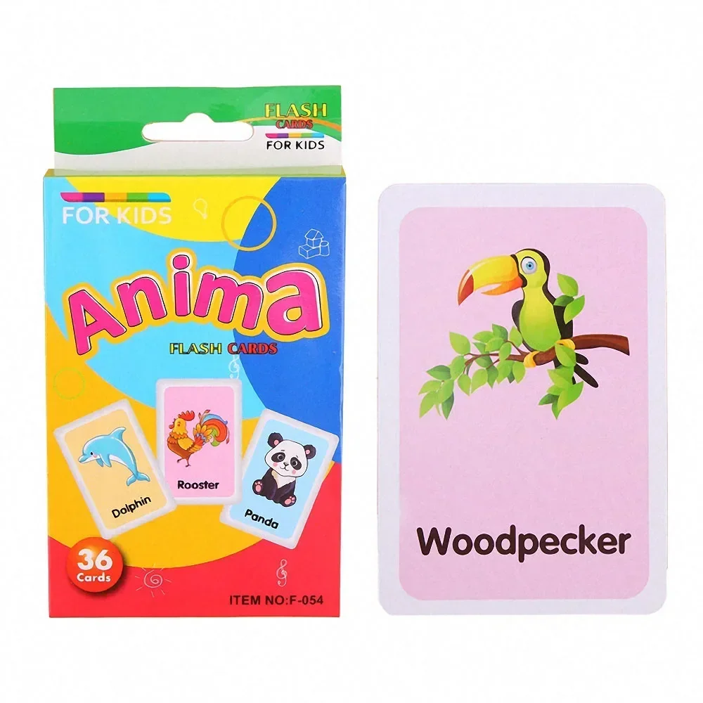 Jouets d'avertissement pour bébé, 1 pièce, jouet éducatif anglais, reconnaissance de forme, couleur, carte d'apprentissage des animaux pour enfants, jeu d'apprentissage précoce