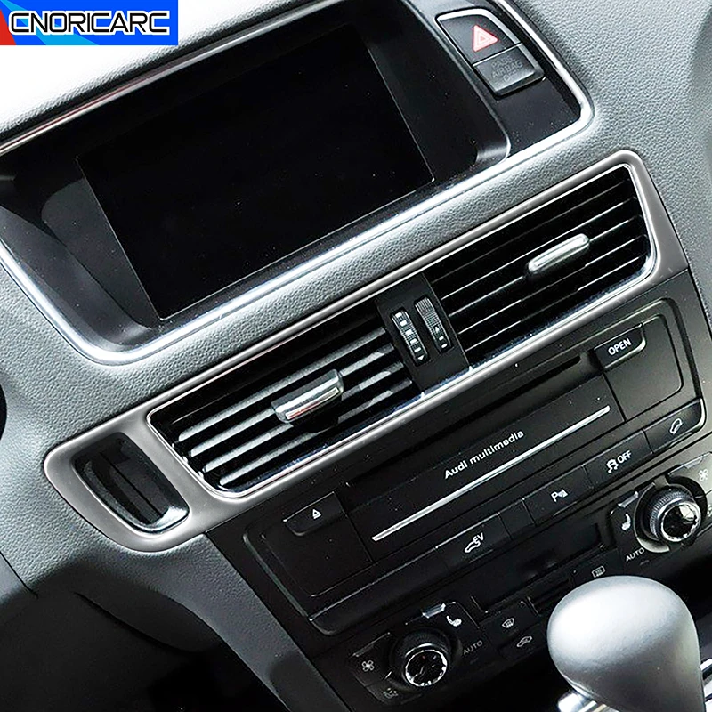 For Audi Q5 2010-16 LHD Car Styling Center Console Key Hole Air Condition Outlet Panel Frame Decorative Sticker Trim Accessories