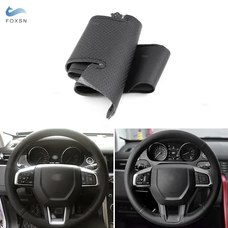 Car Steering Wheel Cover Black Microfiber Leather Trim Fabric Accessories For Land Rover Discovery Sport 2015 2016 2017 2018