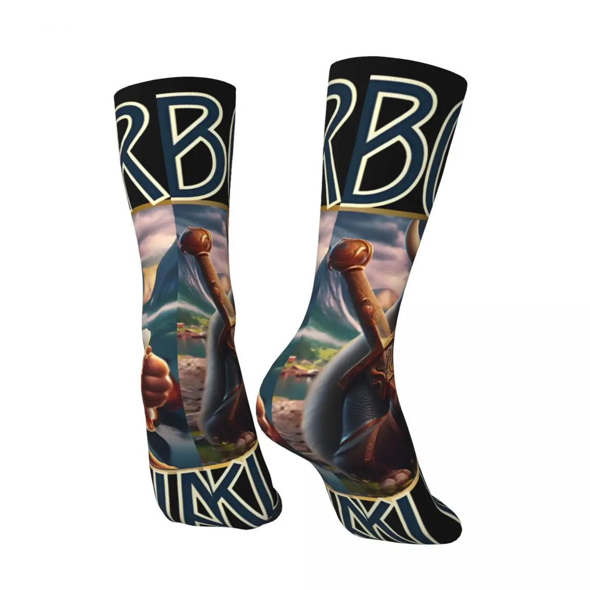 Retro Viking Helmet, Sword And Beer Men's compression Socks Unisex Bobr Kurwa Street Style Pattern Printed Novelty Crew Sock