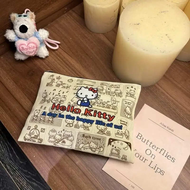 Сумка-клатч Hello Kitty Cat, высококачественная нишевая сумка-органайзер для хранения большой емкости, студенческая косметичка