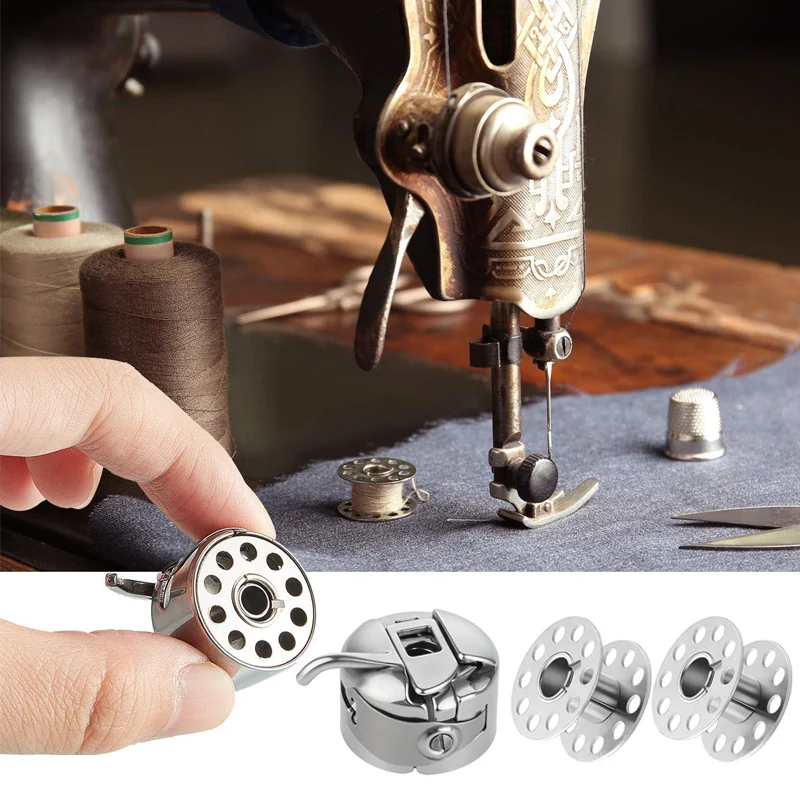 Sewing Machine Bobbins and Shuttle Holder Stainless Steel Replacement Bobbins For Craft Sewing Front Loading 15 Class Apparatus