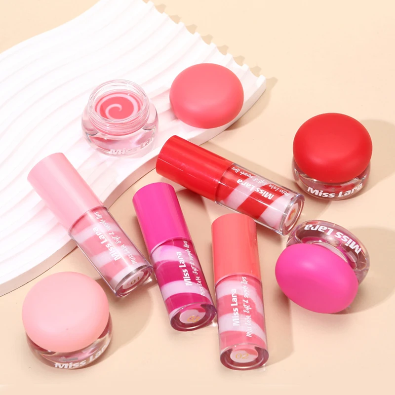 مجموعة ملمع شفاه حلزوني بلونين، مرطبة ومرطبة تدوم طويلاً لتعديل لون البشرة والإصلاح بشكل طبيعي