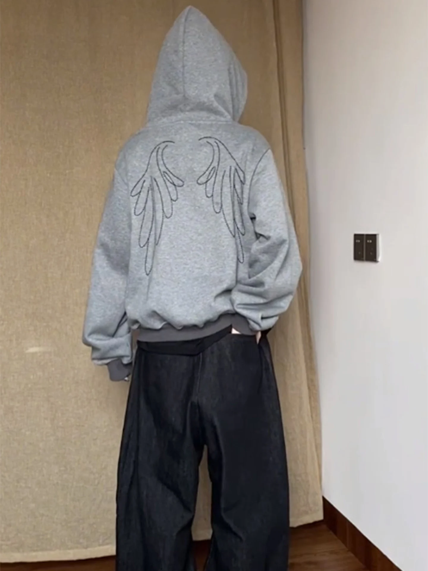 Retro American Hooded Zipper Cardigan Women's Spring Autumn Loose Casual College Sle Sweatirt Long Sve T-irt