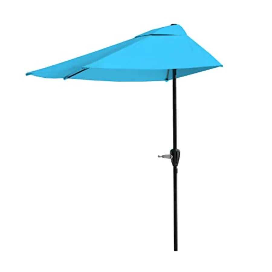 

Half Umbrella Outdoor Patio Shade - 9 ft Patio Umbrella with Easy Crank - Small Canopy for Balcony, Table, or Deck by Blue