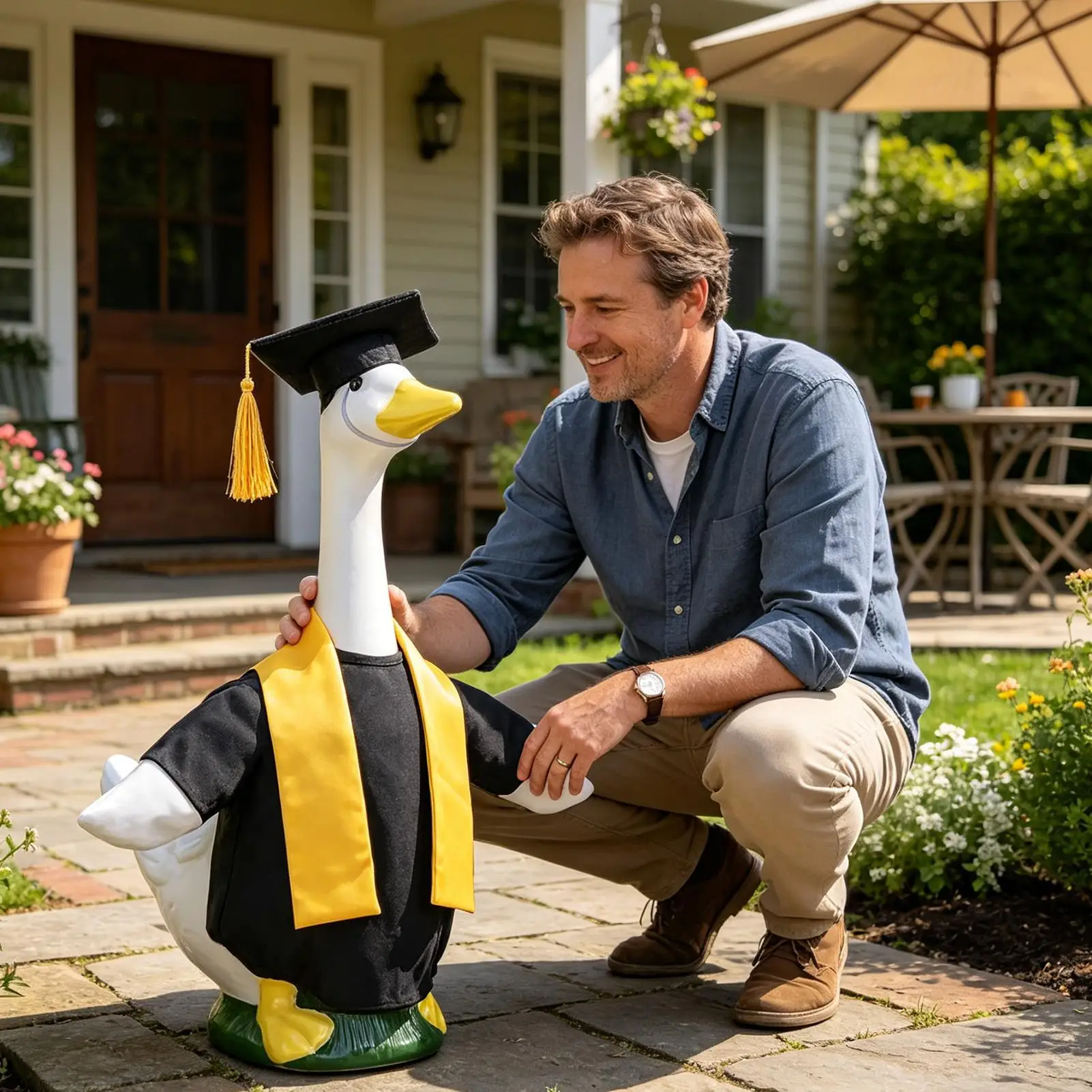 Porch Goose Outfits Weather-Resistant Funny Reusable Yard Concrete Goose Costumes For 23 Inch Statue Outdoor Yard Patio Garden