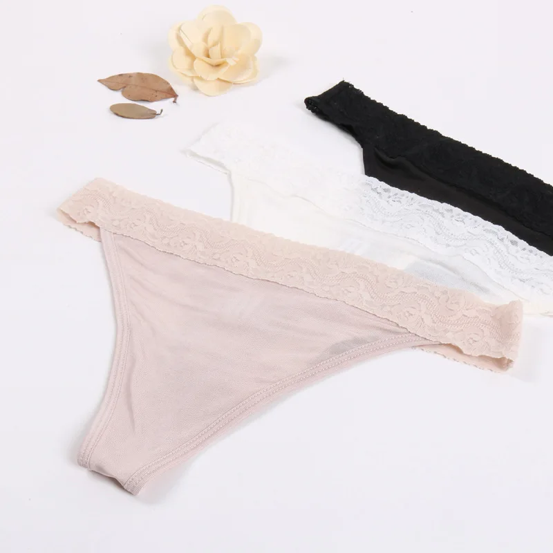 Thong Sexy Natural Mulberry Silk Traceless Low Waist T-pants Thong Panties  Panties Women