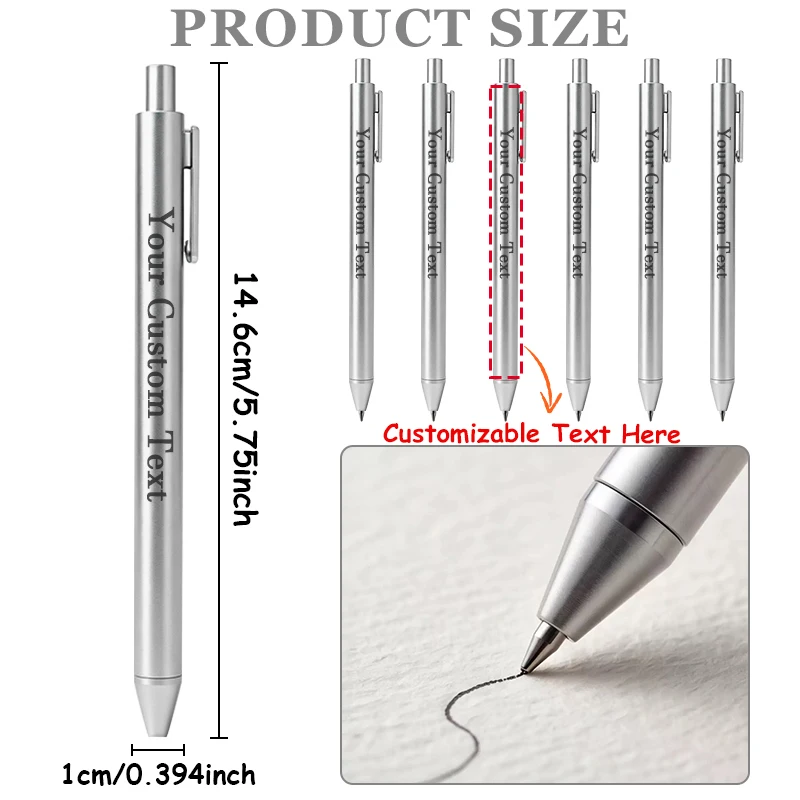 12/20/50PCS Customizable Silvery Ballpoint Pens Smooth Writing for Office Supplies Promotional Business Gifts And Workplace Use