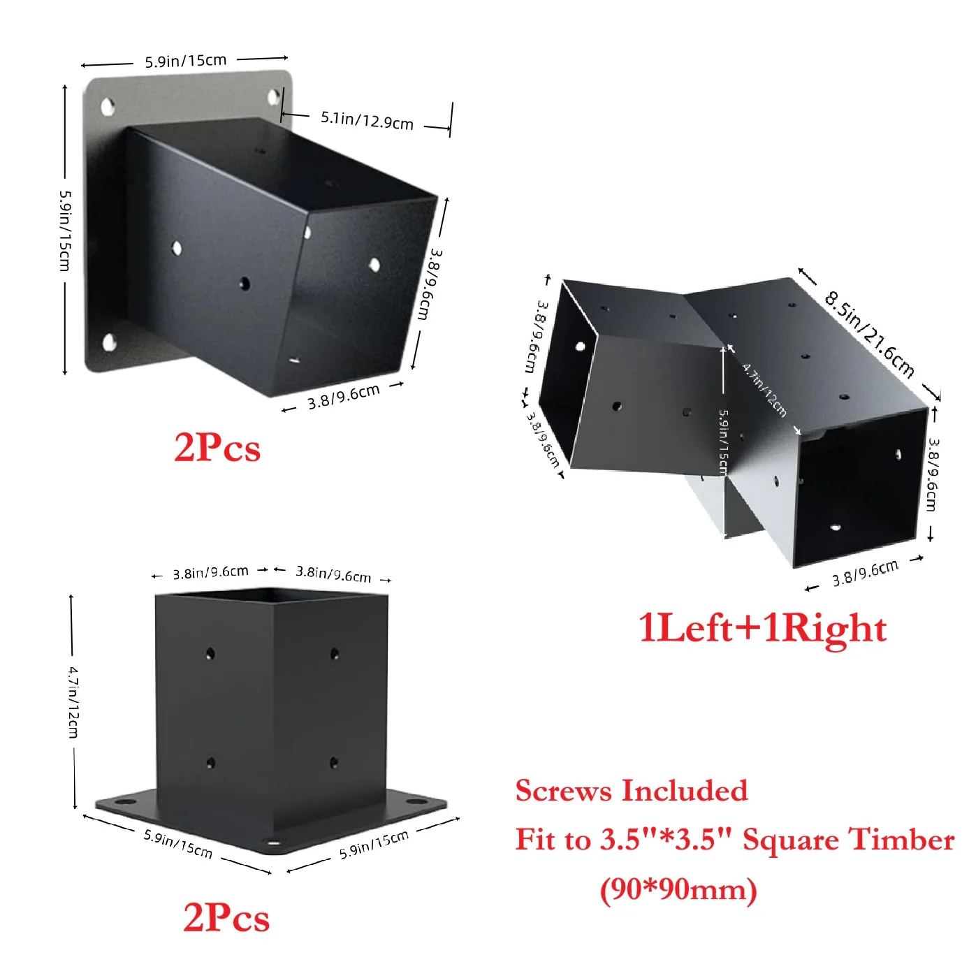 Heavy 15° Slanted Roof Pergola Bracket Kit For 90*90mm Square Timber