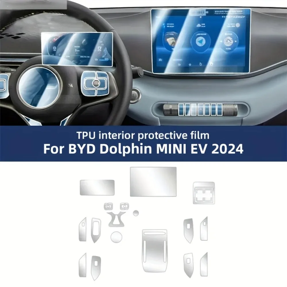 For BYD Dolphin MINI EV Seagull 2024 Interior Film Transparent TPU Center Console PPF Film Anti-scratch TPU Protective Film