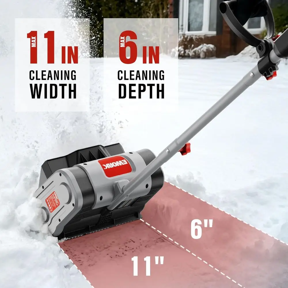 مجرفة ثلج سلكية 11 بوصة 1200 وات 10 أمبير معاول ثلج كهربائية قوية، عمق إزالة 6 بوصة، مسافة رمي أقصى 23 قدمًا، قوة Sn