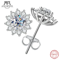 AnuJewel 1 Carat Total D Color Moissanite Diamond Sunflower Earrings For Women 925 Sterling Silver Stud Earrings Wholesale