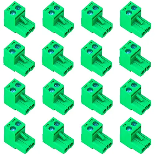 20Pcs 5.08mm Pitch 2 Pin Phoenix Type Connector, Green PCB Screw Terminal Block 2P 2 Pole Plug-in Wire Connector
