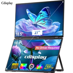 Cdisplay 18.5 inch Dual Screen Portable Monitor 120Hz 1080P With 360° Flip External Screen For PC Laptop Mac Phone Xbox Switch