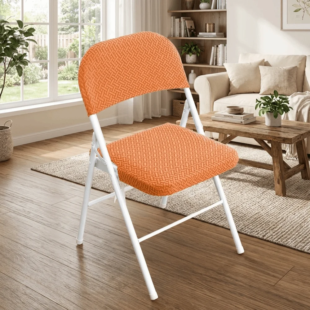 2PCS/SET Universal Elastic Folding Chair Cover Solid Color Removable Chair Slipcover Dust-proof Soft Stool Cover Restaurant