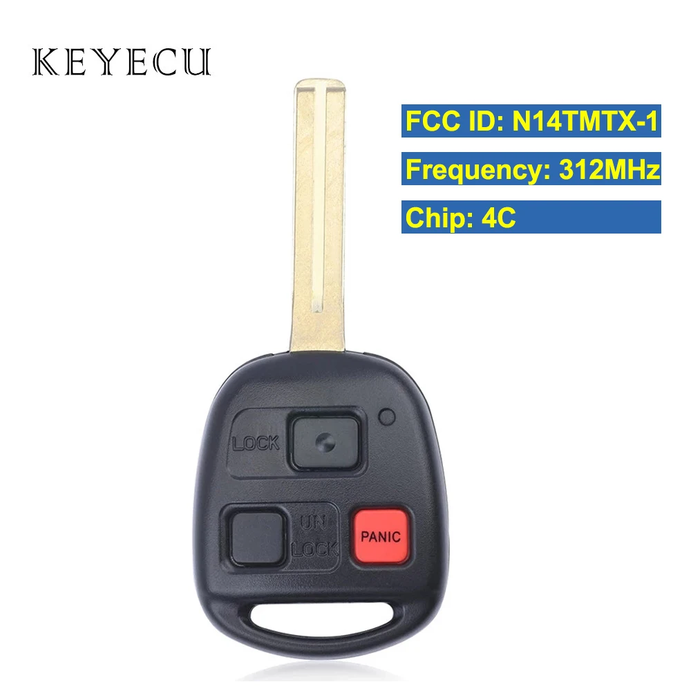 

Remote Key Fob Replacement 3 Buttons 312MHz with 4C Chip for Lexus RX300 1999 2000 2001 2002 2003 FCC ID: N14TMTX-1