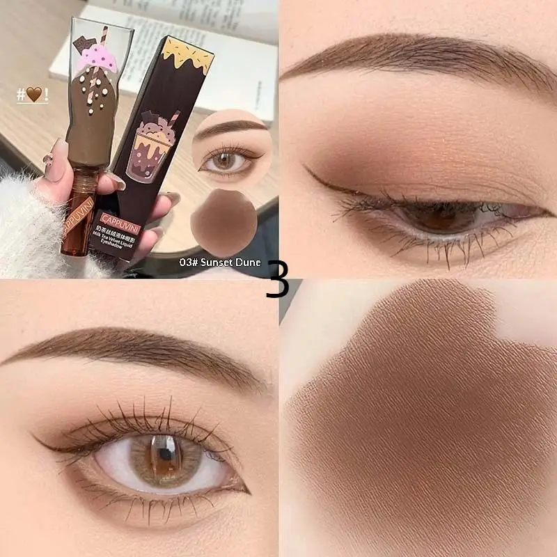 Cappuvini Milk Tea Velvet Mist Liquid Eyeshadow Monochrome Matte Makeup Long-lasting Soft Matte Finish Eyeshadow For Daily Use