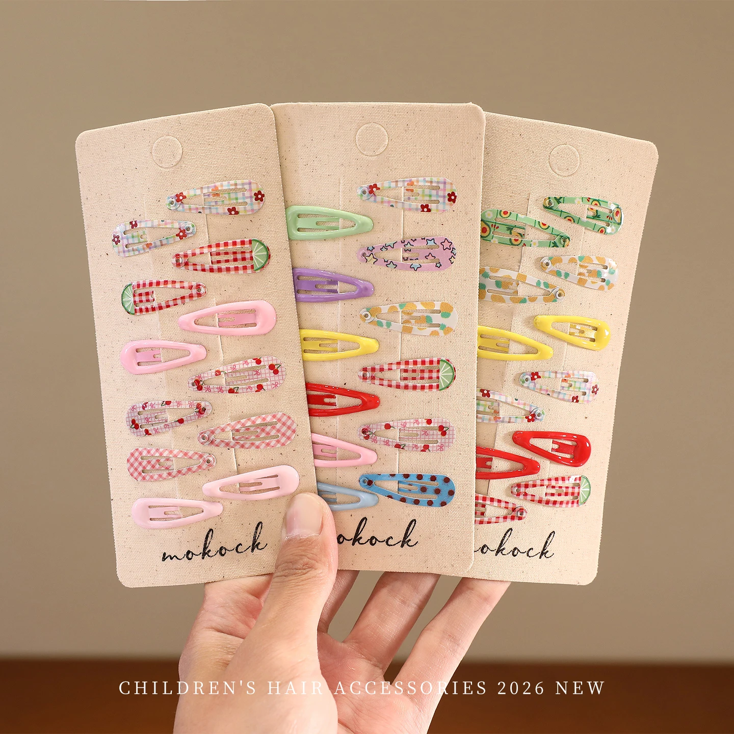 12pcs/set Print & Solid Snap Hair Clips for Toddler Girls No Hurt Hair Cute Fruit Plaid Barrettes Baby Kids Hair Accessories view 2