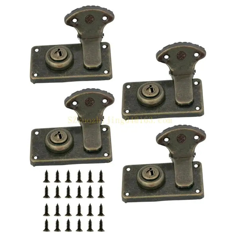 

4pcs антикварные бронзовые защелки блокируйте домашние украшения для безопасного крепления инструментов и шкафов с ремесленными